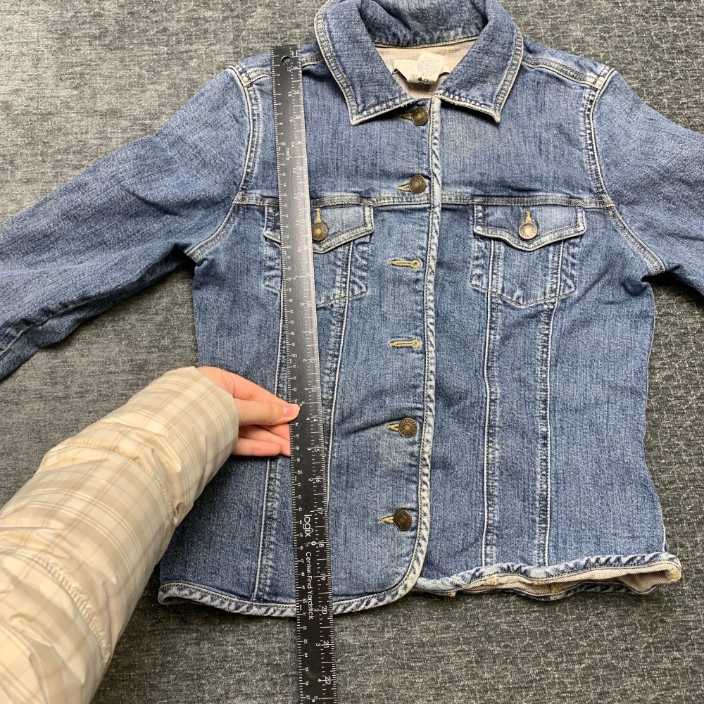 Geoffrey Beene Sport Trucker Jacket Womens 4 Blue Denim Cotton Stretch Outdoor - Picture 7 of 14